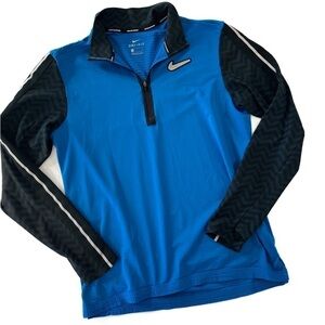 Nike Men’s Medium Wild Run Element Long Sleeve Pullover 1/4 Zio Shirt Blue Black